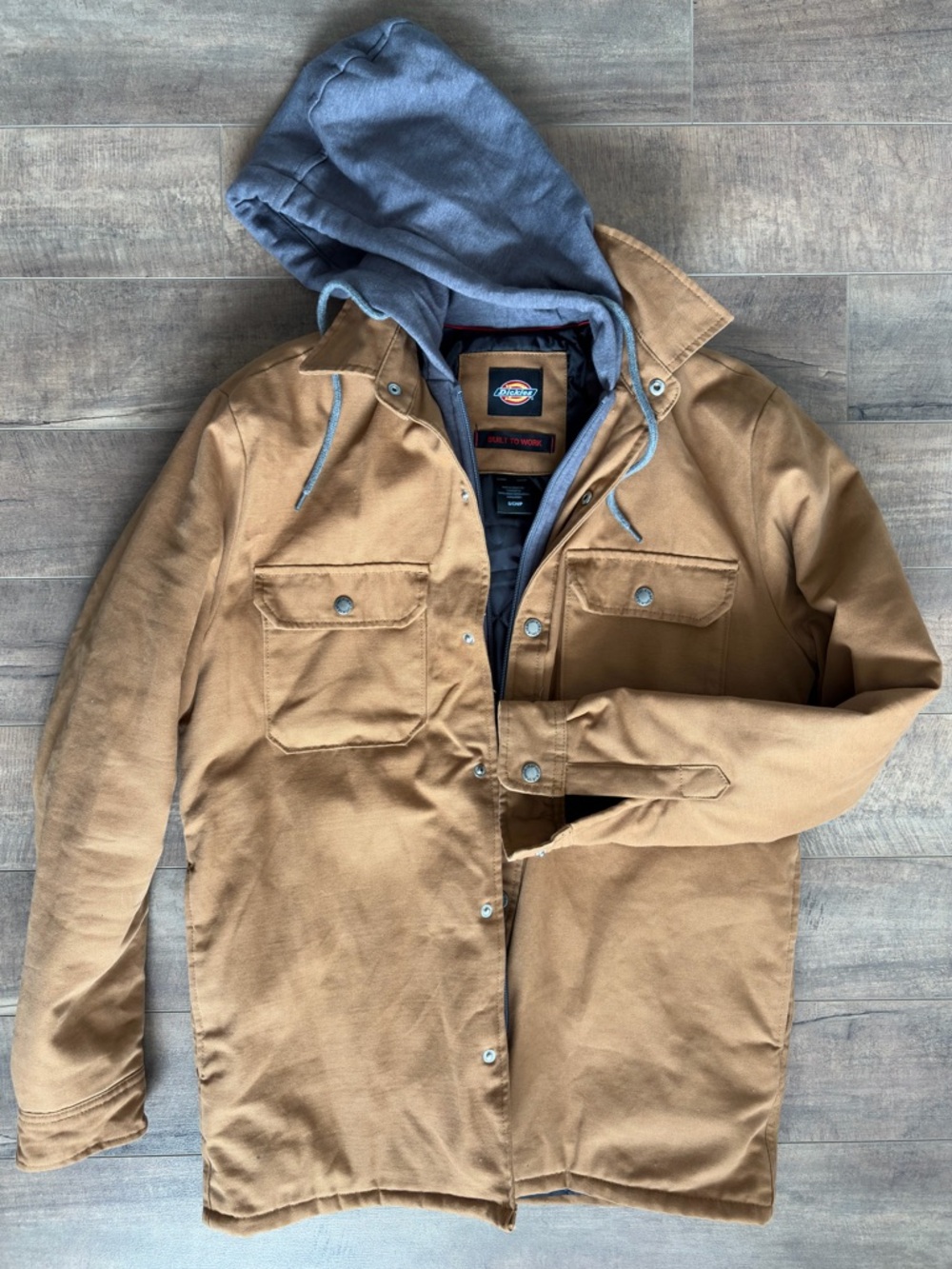 Dickies mens Fleece Hooded Duck Shirt Jacket